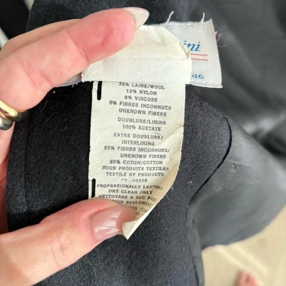 80s vintage wool and leather coat - Picture 3 of 10